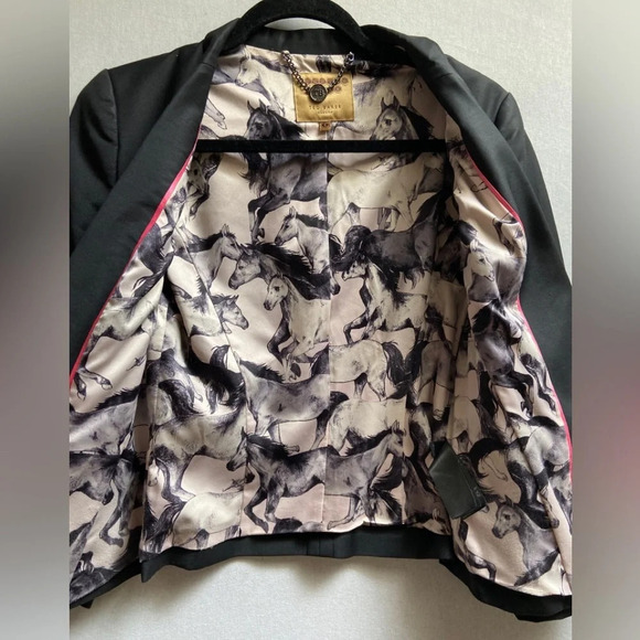 Ted Baker London Black fitted tailored one button wool blend blazer  Sz 1 - Picture 5 of 12